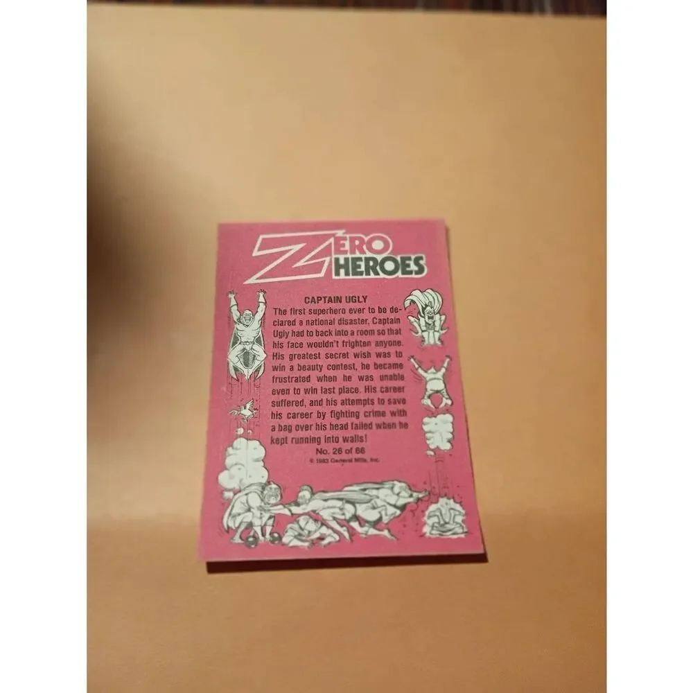 1983 General Mills Zero Heroes Trading Card Sticker Card Vintage 26 Captain Ugly